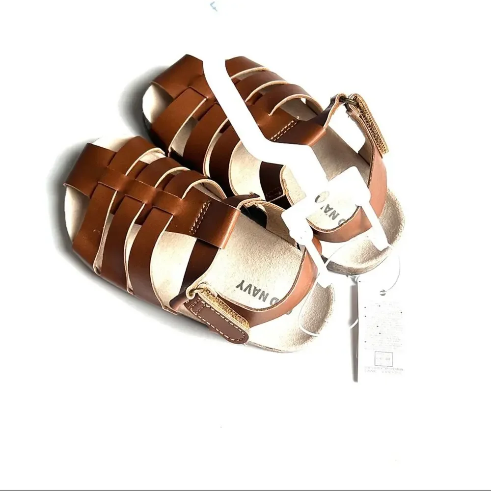 Old Navy Unisex Faux Leather Cognac Strappy Fisherman Style Sandals Sz 7